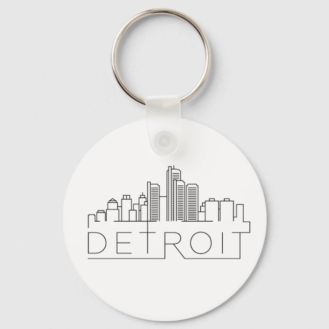 Detroit Stylised Skyline Key Ring (Front)