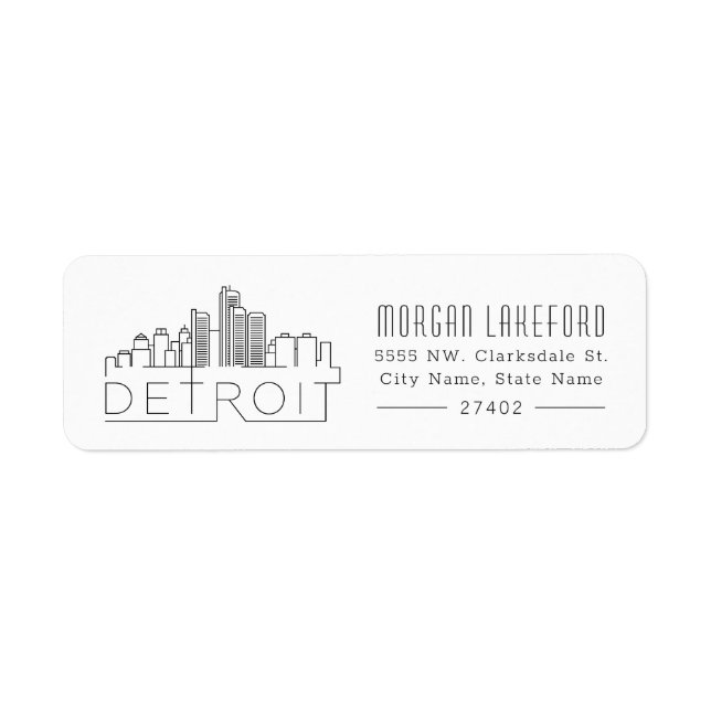 Detroit Stylised Skyline | Return Address Label (Front)