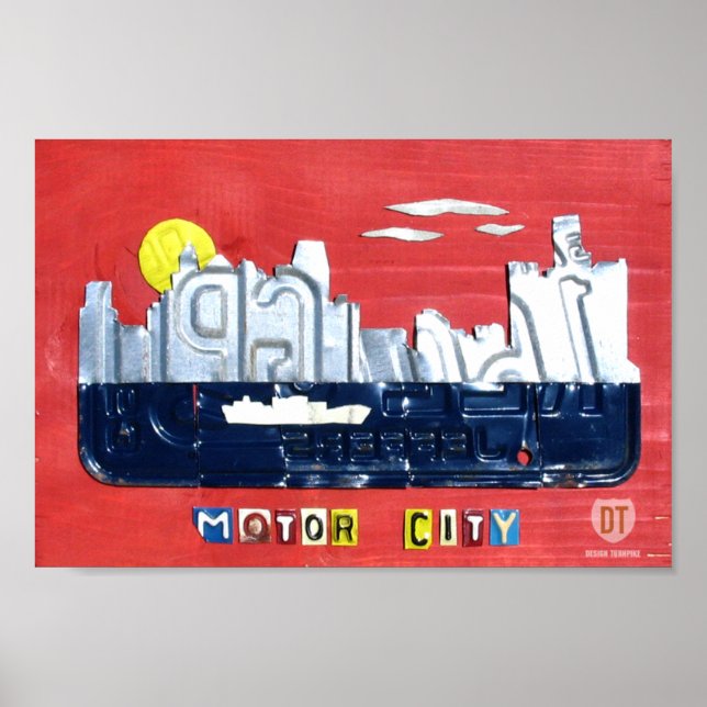Detroit: The Motor City License Plate Art Poster (Front)