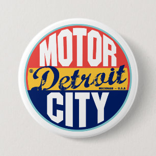 Detroit Vintage Label 7.5 Cm Round Badge
