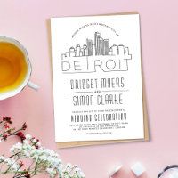 Detroit Wedding | Stylised Skyline Invitation