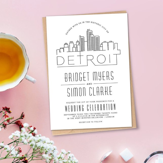 Detroit Wedding | Stylised Skyline Invitation (Creator Uploaded)