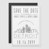 Detroit Wedding | Stylised Skyline Save the Date