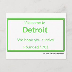 Detroit welcome Postcard