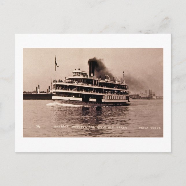 Detroit Windsor and Belle Isle Ferry - Louis Pesha Postcard (Front)