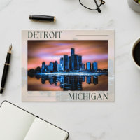 Detroit's Dusk Dreamscape Postcard