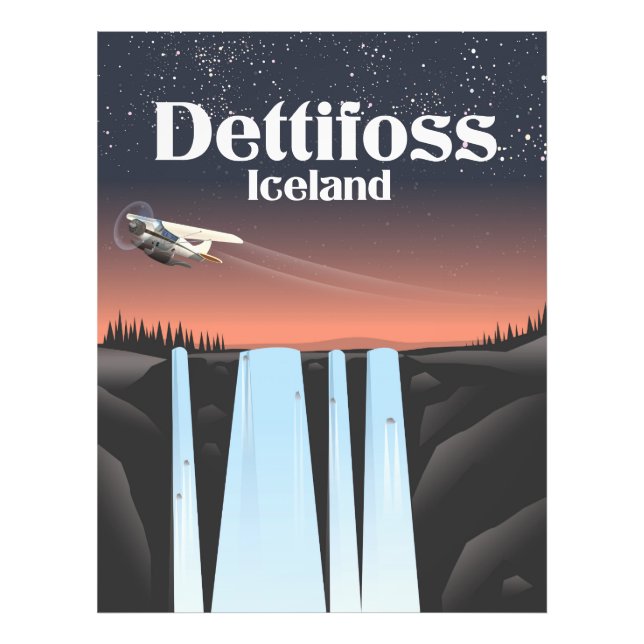 Dettifoss Iceland travel poster. Photo Print (Front)