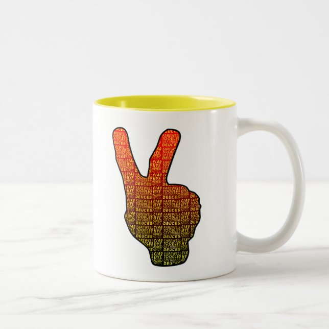 DEUCES-Black-Red-Black-Yellow Two-Tone Coffee Mug (Right)