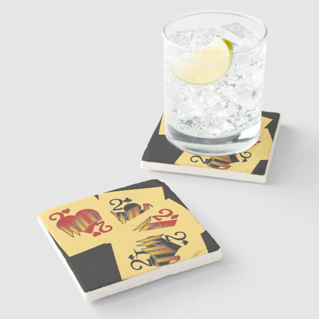 Deuces Wild Stone Coaster Set (Side)