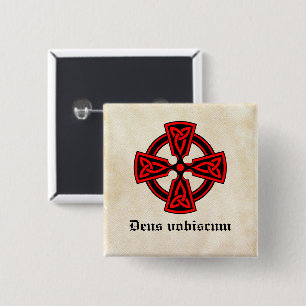 Deus Vobiscum Celtic Cross 15 Cm Square Badge