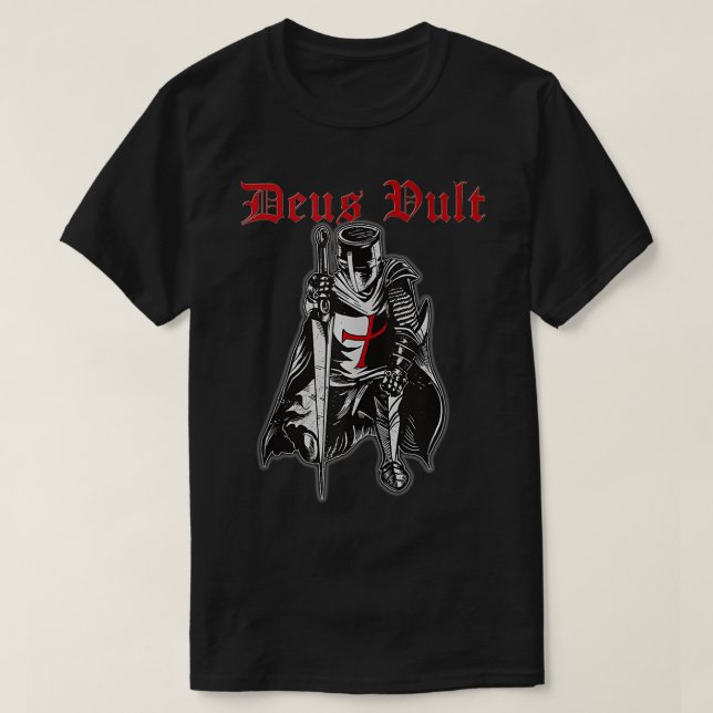 Deus Vult Knights Templar Knight Armour Mediaeval  T-Shirt (Design Front)