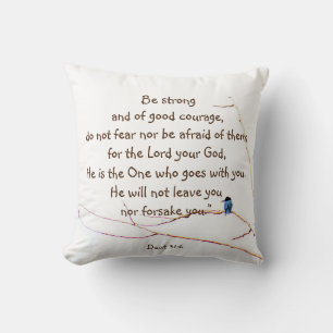 Deut 31:6 You are Not Alone Bible Kingfisher Bird  Cushion