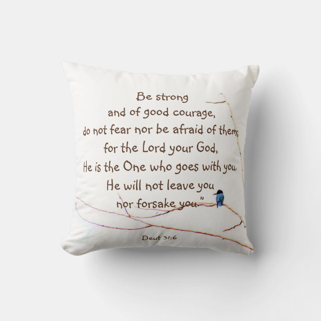 Deut 31:6 You are Not Alone Bible Kingfisher Bird  Cushion (Front)