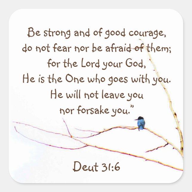 Deut 31:6 You are Not Alone Bible Kingfisher Bird  Square Sticker (Front)