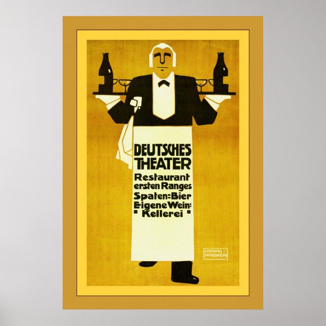 Deutches Theatre Restaurant ~ Vintage Advertising Poster (Front)