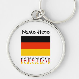 Deutchland and German Flag with Your Name Key Ring