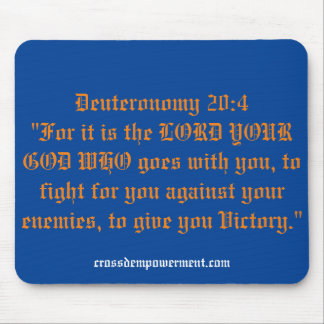 Deuteronomy 20:4 quoted on a mousepad.  mouse pad
