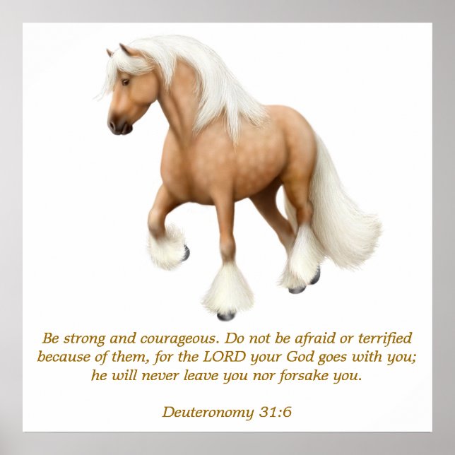 Deuteronomy 31:6 Proud Horse Bible Verse Print (Front)