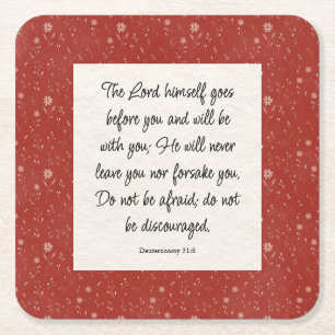 Deuteronomy 31:8 Bible Verse Image Paper Napkin Square Paper Coaster