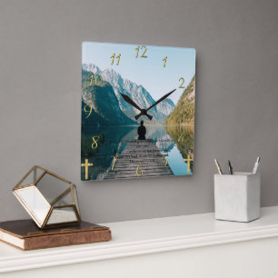 Deuteronomy 31:8 sitting on the dock   Square Wall Clock