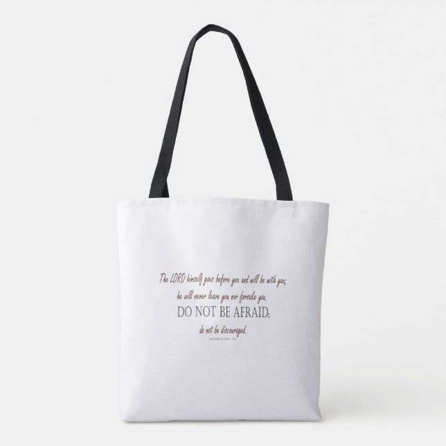Deuteronomy 31 Do Not Be Afraid, Floral Borders Tote Bag (Back)