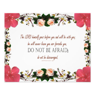 Deuteronomy 31, Do not be afraid, Red Floral Photo Print