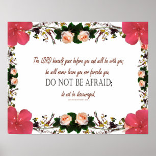Deuteronomy 31, Do not be afraid, Red Floral Poster