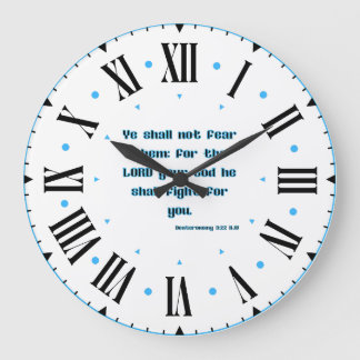 Deuteronomy 3:22 KJV Bible Verse II Roman Numeral Large Clock
