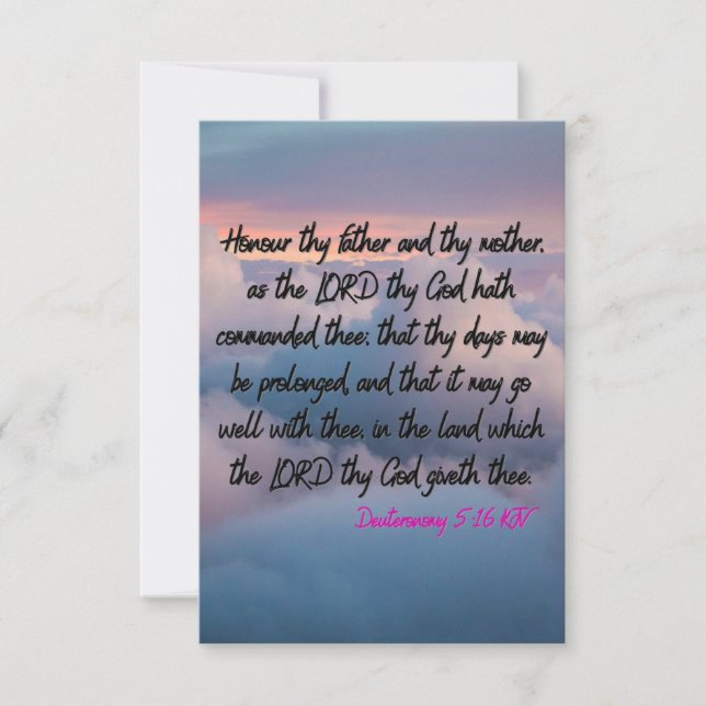 Deuteronomy 5:16 KJV Bible Verse Pic Flat Greeting Card (Front)