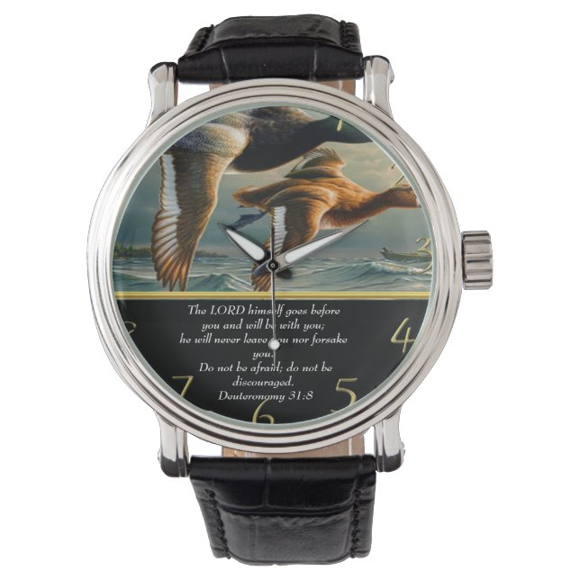   Deuteronomy Christian Faith cross with ducks     Watch (Front)
