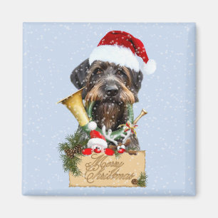 Deutsch Drahthaar, Merry Christmas! Magnet