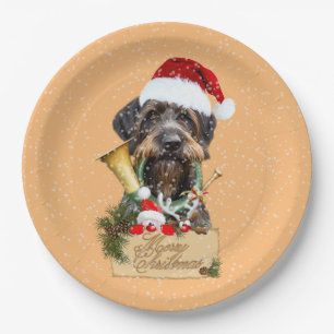 Deutsch Drahthaar, Merry Christmas! Magnet Button  Paper Plate