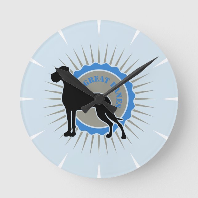 Deutsche Dogge auf blau elegant Round Clock (Front)