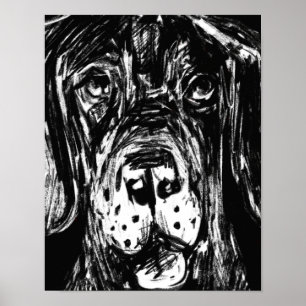 Deutsche Dogge Kohlezeichnung Poster