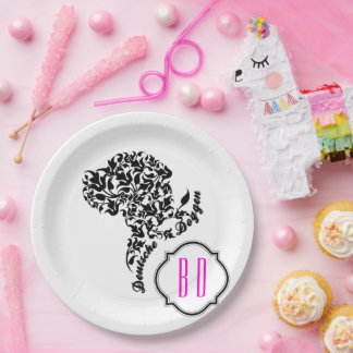 Deutsche Doggen Kopf Illustration Blatt Paper Plate