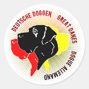Deutsche Doggen Schwarz Rot Gold Classic Round Sticker