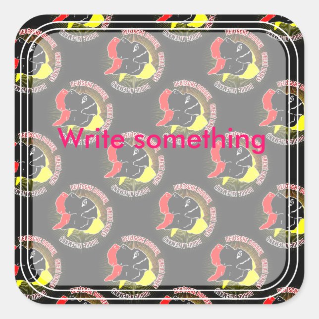 Deutsche Doggen Schwarz Rot Gold Square Sticker (Front)