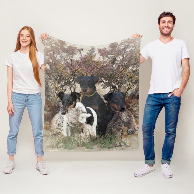  Deutscher Jagdterrier Square Wall Clock Coffee Mu Fleece Blanket (In Situ)