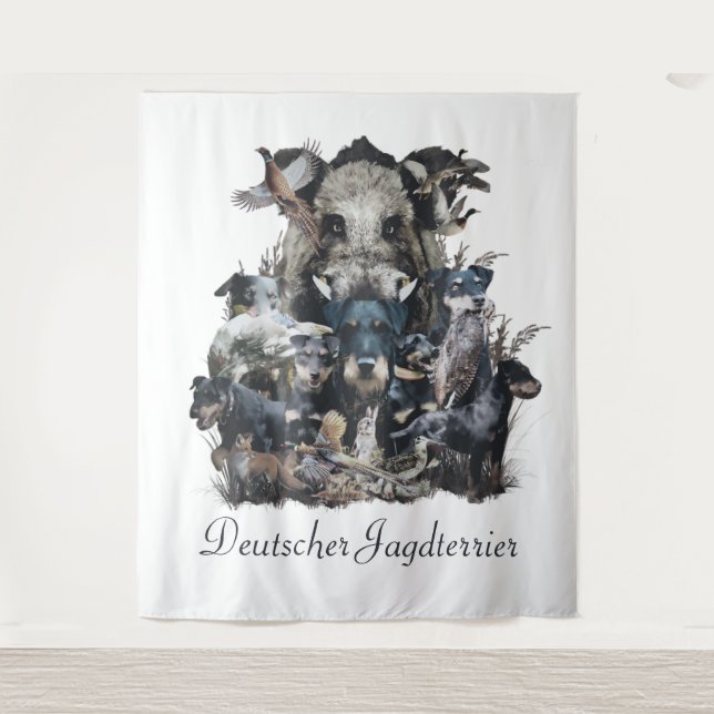  Deutscher Jagdterrier Square Wall Clock Coffee Mu Tapestry (Front)