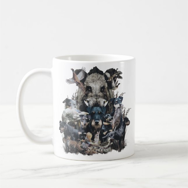  Deutscher Jagdterrier Square Wall Clock Coffee Mug (Left)