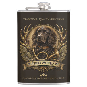 Deutscher Wachtelhund , Hunting Logo Hip Flask