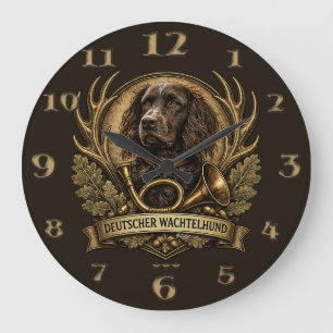 Deutscher Wachtelhund  , Hunting Logo Large Clock