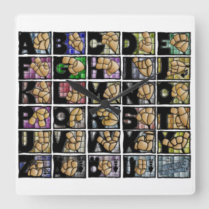 Deutsches Fingeralphabet 3 (2025) Square Wall Clock