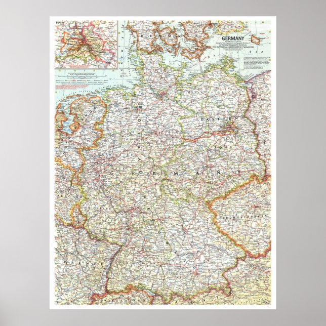 " Deutschland: 1959/heute - Detaillierte Landkarte Poster (Front)