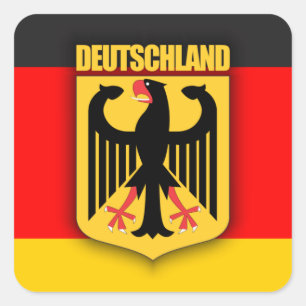 Deutschland Flag and Coat of Arms Square Sticker