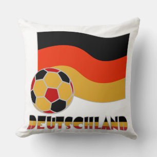 Deutschland Flag and Soccer Ball Grey Border Cushion