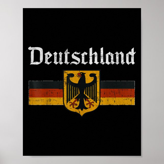 Deutschland Flag Eagle Vintage German Heritage Pri Poster (Front)