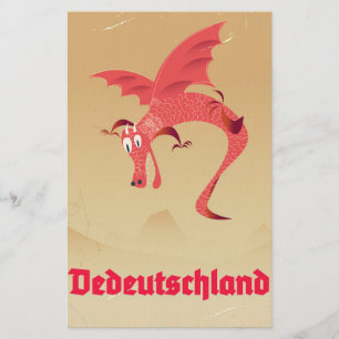 Deutschland flying dragon vintage poster stationery