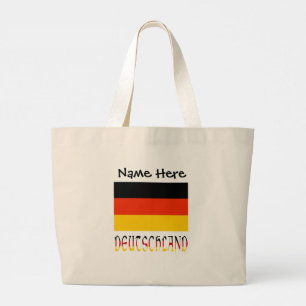 Deutschland German Flag Black Personalisation Large Tote Bag