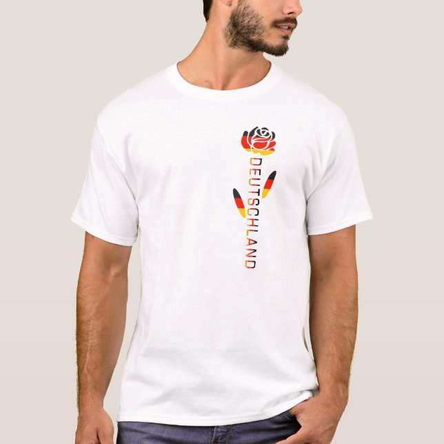 Deutschland German Flag Rose  T-Shirt (Front)